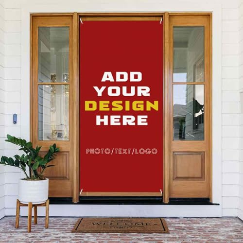 ZYHJJ Personalisierte Türabdeckung Banner,Personalisierte Türdekorationen,fügen Sie Ihr eigenes Foto/Logo/Text/,Geburtstags Abschlus Hochzeit Halloween Weihnachts Banner,185 x 90 cm