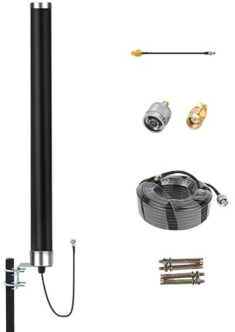Omni Directional Outdoor 4g 5g LTE GSM Cellular Antenna Set for Cell Phone Signal Booster/Modem/Router/Hotspot with 32ft Cable SMA TS9 RPSMA Connector High Gain Long Range