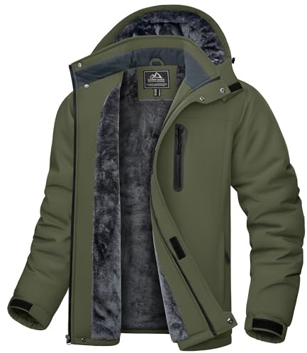 Cavva Herren Skijacke Gefüttert Winterjacke Wasserdicht Snowboardjacke | Dicker Fleecefutter, wind- und wasserdicht, verstellbare Kapuze und Ärmelbündchen sowie mehrere praktische Taschen