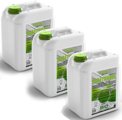 GiDeli bioethanol 3 x 10l Apfelduft 96,6% Ethanol für Innen & Außenkamine Rauch und Rußfrei - Aus Mais & Zuckerrüben