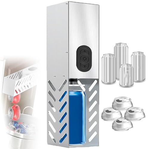 Electric Can Crusher, Automatic Operation with Click Cycle, Wall-Mounted for Recycling Beer Cans and Plastic Bottles