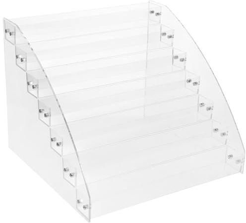 HAMPPLIES Expositor Acrílico Transparente 7 Capas Organizador Multiusos para Esmaltes y Pintalabios Almacenamiento Compacto para Maquillaje y Manicura en Hogar o Tienda