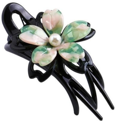 PLAFOPE Pince à Cheveux Bec de Canard Chic en Acrylique Vert Prise Sûre et Ne Glisse Pas, Accessoire pour Cheveux pour Routine de Soin des Femmes