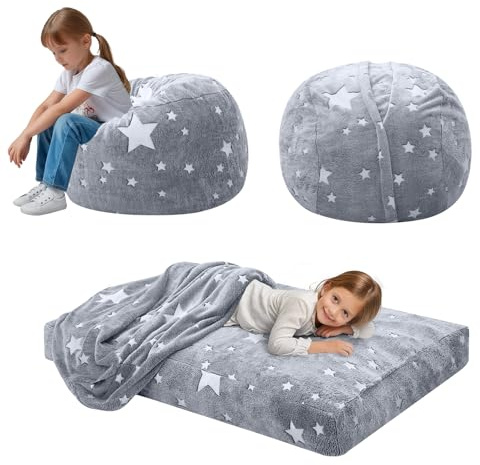 MeMoreCool Kids Bean Bag Chair Turn into Beanbag Bed, Stars