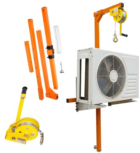 Herramienta de elevación de aire acondicionado con cabrestante manual, ganchos especiales y poleas para una instalación segura de aire acondicionado al aire libre, equipo de elevación de grúa