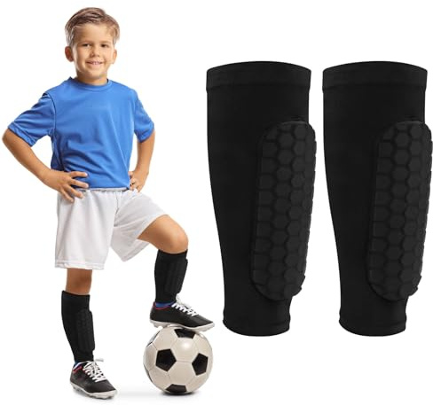 Schienbeinschoner Fußball, Sport Schienbeinschutz, Elastisch Atmungsaktiv rutschfest Schienbeinschoner Socken mit Wabenpads, Wadenschutz für Fußball, Basketball, Radfahren (S)