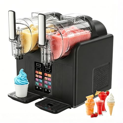 2-in-1 Slush Machine & Soft Serve Ice Cream Maker, with 7 Presets and LED Display, 140oz Large, Auto-Clean, for Margaritas, Frappes, Smoothies Black
