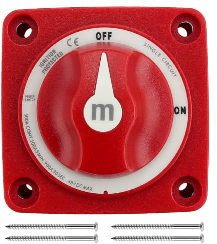 ALLmeter batteriseparator 12 V 300 A/48 V med hölje, batterihuvudbrytare för bil, husbil, båt, ATV, UTV, på/av-batteribrytare med skruvar