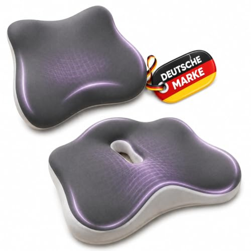 MANT-24 Keilkissen & Rückenkissen Set Extra Weich aus Memory Foam – Orthopädisches Sitzkissen Lendenkissen für ergonomisches Sitzen – Bürostuhl, Auto, Gaming Stuhl, Rollstuhl und Home Office