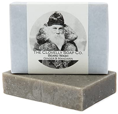 Clovelly Soap Co Natural Handmade Beard Shampoo Soap Bar Ginger & Mandarin 100g