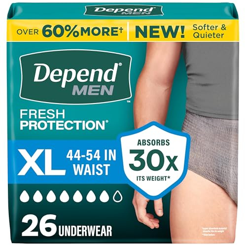 Depend Fresh Protection Adult Diapers for Men, XL, 26 Count