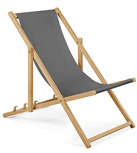 Unbekannt Liegestuhl klappbar aus Holz – 2er Set grau Stabiler Gartenliege - Strandliege, Leichter Sonnenliege für Garten, Balkon und Strand Bars - Liege modern Design