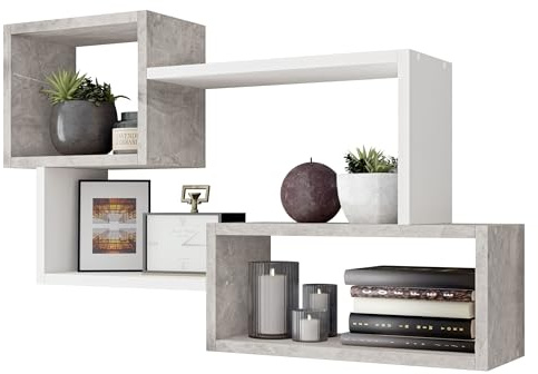 Mirjan24 Regal Trio 005, Wandregal Dekoregal, 87x54x18 cm, Wandboard, Hängeregal, Wandschrank, Hängeschrank, Regal, Buchregal, (Beton)
