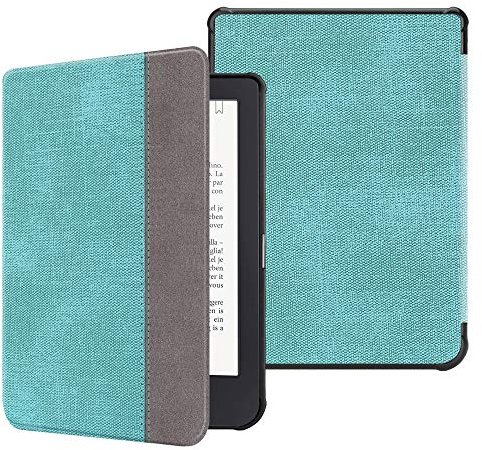 Fintie Hülle kompatibel mit Tolino Shine 3 eReader (2018) / Kobo Clara HD (2018) eReader - Ultradünne Schutzhülle mit Ruhemodus und Magnetverschluss, Jeansoptik Türkis