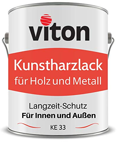 VITON Kunstharzlack in Schwarz - 3,5 Kg Alkydharzlack für Holz und Metall - 3in1 inkl. Grundierung - Dauerhafter Schutz & Widerstandsfähig - KE 31 - RAL 9005 Tiefschwarz