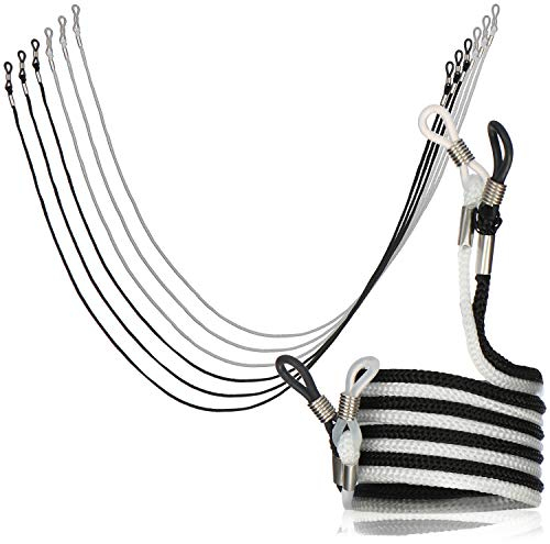 com-four® 8x Brillenband für Sonnenbrillen, Lesebrillen und Sportbrillen - zuverlässige Brillenkordel für Männer und Frauen - leichte Brillenkette - 67 cm (schwarz-weiß)