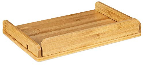 Navaris Clip-on Bedside Shelf - Clamping Hanging Bamboo Shelf for Bed Frame - Small Bed-Side Table Tray for Books, Phones, Chargers