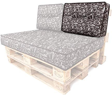 PillowPrim Palettenkissen - Sitzkissen - Komfort für Sofa & Couch - Perfekt für Balkonmöbel & Garten - Weich & langlebig - Rückenlehne 60x40 cm, Coffee Braun