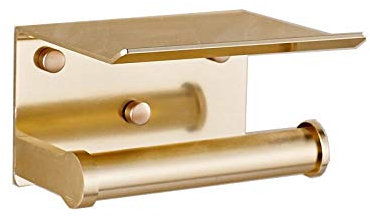 SlimpleStudio Toilettenpapierhalter Toilettenpapierhalter Raum-Aluminiummultifunktions Badezimmer Regal mit Ascher Handtuch Regal Telefon-Halter-Bad-Zubehör-Slive Klopapierhalter (Color : Gold)