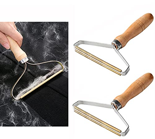 Levapelucchi,peli di animali rimozione dei dell'animale domestico, rimozione della lanugine portatile dei vestiti del rullo di lanugine Fuzz Rasoio, ripristina i vestiti e tessuti Divano (Wood-2PCS)