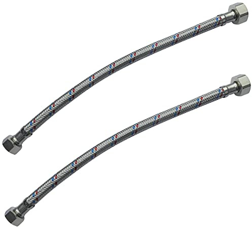 AERZETIX - C50992 - Satz von 2 - Flexibler anschlussschlauch - flexschlauch - 300mm - 1/2 weiblich - 3/8 weiblich - wasserhahn gesundheitlichen mischbatterie küche badezimmer sanitär