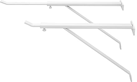Coppia staffe per pilozzo e mensole a parete, regolabili da 28 a 46 cm, acciaio verniciato bianco (Lunghezza 28-46 cm)