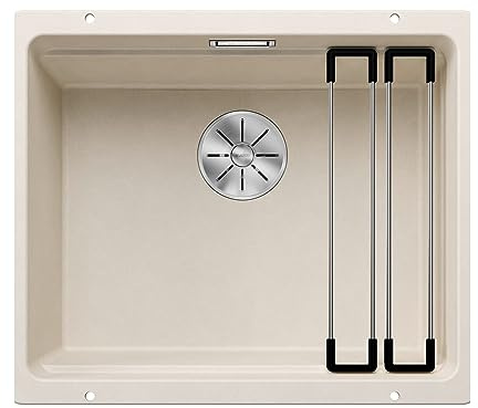BLANCO ETAGON 500-U | Granitspüle aus SILGRANIT softweiß | [53x46x21,2 cm] | für 60 cm breite Unterschränke | Systemkonzept mit vielseitig verwendbaren ETAGON-Schienen