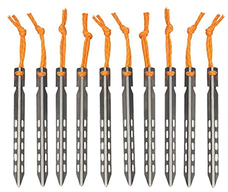 Samnuerly Zeltnägel, 6/10 Stück, Titan-Zelthering, V-Form, Titan-Spike, Winddicht, Outdoor-Camping, Titan-Zeltnagel, Zubehör, Zelthering, Campingausrüstung (Farbe: 10 Stück) (10 Stück) (10 Stück)