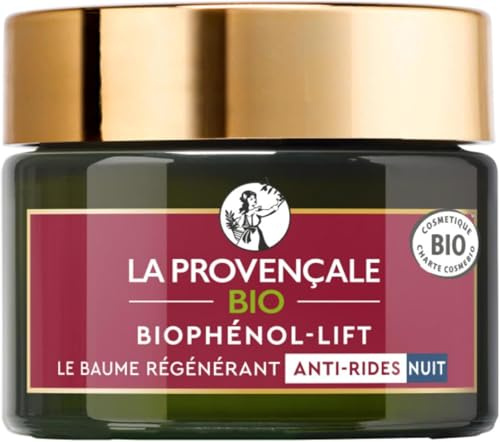 La Provençale Bio - Baume Régénérant Anti-Rides Nuit - Biophénol Lift - Enrichi en Huile d'Olive & Acide Hyaluronique - Tous Types de Peau - 50 ml