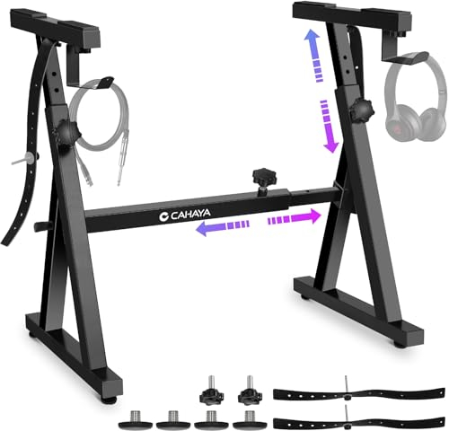 CAHAYA Verbesserte Verstellbar Keyboardständer Tragfähigkeit 113kg: Keyboard Ständer 4cm Dicker Z-Doppelstrebig, Höhenverstellbar Einstellbare Länge für 61 76 88 key Digitalpiano CY00366-1