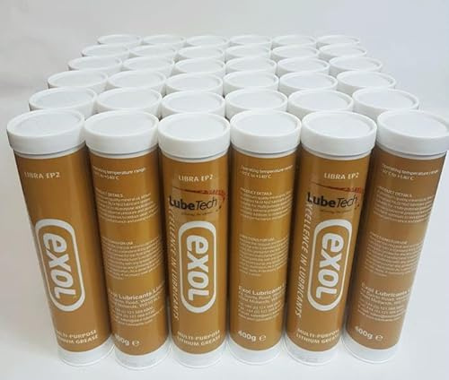EXOL Lithium Grease, 400GM Box of 36 Cartridges, NLGI No 2, Multipurpose, High Load & Corrosion Protection