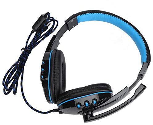 Wisoqu Cuffie da gioco con filo con microfono regolabile, alta qualità del suono, stereo HiFi, cancellazione del rumore, comodi paraorecchie, jack da 3,5 mm, per cellulari PUBG PC