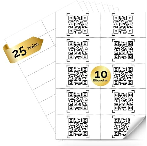 MARCPRINT 210 x 297 mm, Aufkleberpapier zum Bedrucken, A4, 25 Blatt, Klebepapier zum Bedrucken von Etiketten für Blatt, Aufkleberpapier zum Bedrucken, A4 (25 Blatt (10 Etiketten/Blatt))