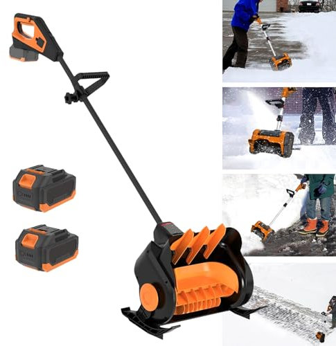 Pala da Neve Senza Fili - Manico Regolabile E Direzione di Lancio Regolabile, Distanza di Lancio di 33', Area di Sgombero 16''×6'', Controllo A 3 velocità, per Vialetti, Cortili, Marciapiedi