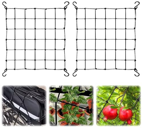 2 Stück Scrog Netz,Growzelt Pflanzennetz,60 X 60 cm Hydrokultur-Stützpflanzennetz mit 4 Haken,Starker Halt,Fördert das Pflanzenwachstum,Geeignet für Gärten,Balkone,Innenhöfe,Pflanzzelte