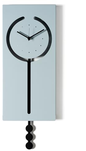 Arti & Mestieri Omega - Orologio a pendolo da parete di Design 100% Made in Italy - in Ferro, 20 x 53h cm (Cenere e nero)