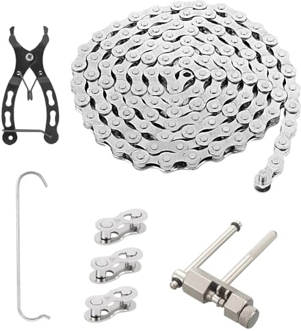 EIMZU Fahrradkette 6/7/8-fach, Nabenschaltung, Werkzeug Set mit Kettenschloss Zange, Kohlenstoffstahl, Silber, Langlebig