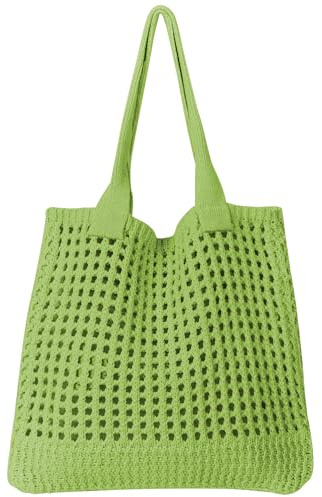 Ausing Bolsos de Playa para Mujer Bolso de Croche Bolsos de Ganchillo Tejido a Mano Diario Viajes