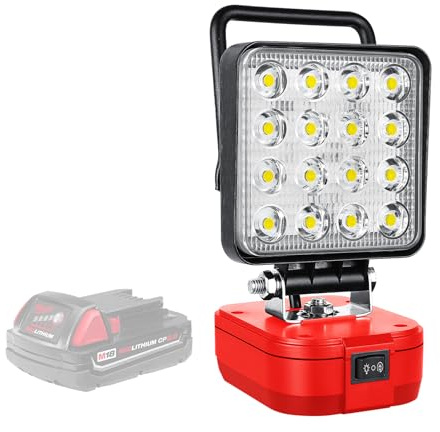RIGIDON led strahler akku lampe für milwaukee m18 18V, 48W arbeitsleuchte | ohne batterie, kabellose, baustrahler, tragbares flutlichter, baustellen lampe, scheinwerfer, für camping werkstatt garage