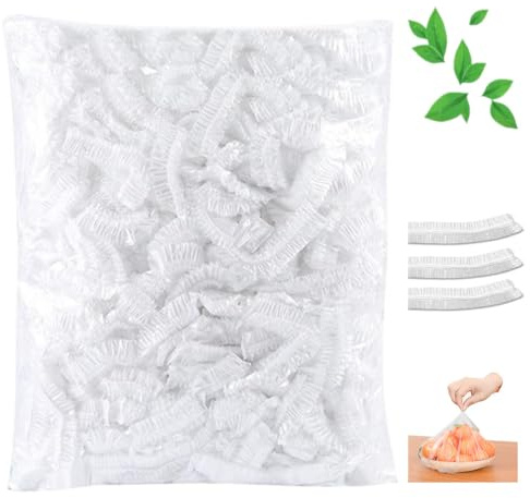 Sacchetti Di Conservazione Freschi, CAASFOOY 300 Pezzi Sacchetti Elastici Trasparenti,Riutilizzabile Sacchetti Copri Alimenti, per Mantenere Freschi I Cibi Verdure, Della Frutta.