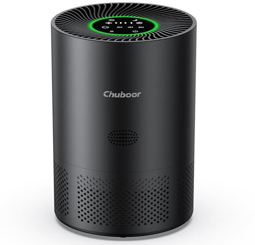 Luftreiniger Allergiker, HEPA Luftfilter gegen Schimmel, Staub und Tierhaare bis zu 0,3 µm 185m³/h CADR für Schlafzimmer bis zu 110m², Luftqualitätsanzeige, Kindersicherung, 3 Geschwindigkeiten, 25dB