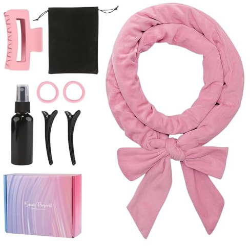 Boucle Sans Chaleur, 8 PCS Boudin Cheveux Rouleau Heatless Hair Curlers, Doux Heatless Hair Curlers, Boucles sans Chaleur pour Cheveux Moyens et Longs, Rose