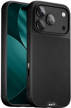 Mous Hülle für iPhone 17 Pro Max 6,9- Kamerasteuerung Button- Magsafe Kompatibel - Limitless - Schwarzem Leder Schützende Hülle – Stoßfest, Voller Kameraschutz, Kratzfeste Rückseite