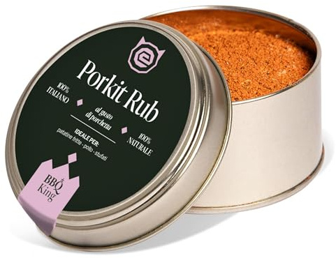 BBQ KING - PorkIt Rub Confezione da 70 g, Dry Rub BBQ Ispirato alla Porchetta Romana, Spezie per Patatine, Uova, Verdure e Carni, 100% Made in Italy, Con Finocchietto e Aglio Arrosto