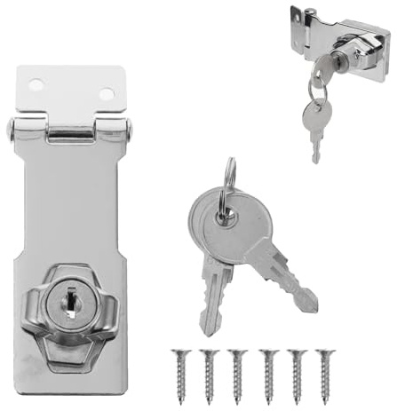 1 PCS Keyed Hasp Lock Hasp and Staple with Padlock，Door Lock Hasps，Door Lock Without Drilling，Hasp Safety Door Clasp for Cabinet Drawer Door (2.5Inch)