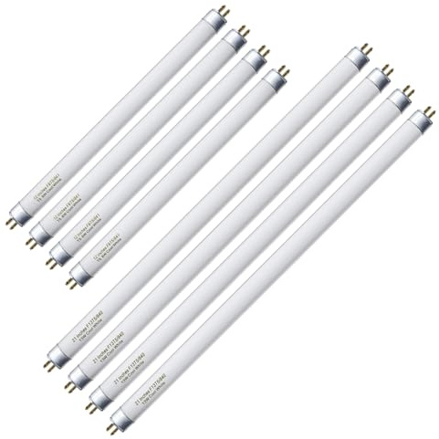 Konideke (4 Set) F8T5/CW 8 Watt and F13T5/CW 13 Watt, T5 12 Inches 8W and 21 Inches 13W Under Counter Fluorescent Light Bulbs, Cool White 4100K G5 Cap