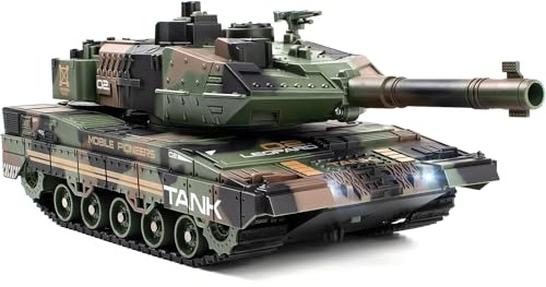 Supdex 1:24 RC Tank-2.4G Remote Control Army Tank That Shoot BBS with 360° Rotating Turret, Auto Demo, Sound, Light and Smoke, All-Terrain Climbing RC Military Vehicle Toy Gift for Boys Ages 6-12
