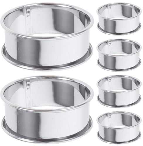 Healeved Lot de 6 Anneau De Cuisson Rond en Acier Inoxydable - Diamètre de 2,36 Pouces Hauteur 0,87 Pouce Cercle À PâTisserie AntiadhéSif pour Muffins Tartes Et CrêPes Ustensile De Cuisine Polyvalent