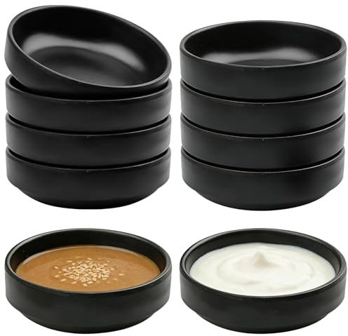 10 ciotole per salsa, ciotole rotonde in melamina da 9 x 2,5 cm per salsa di soia, piccole ciotole per aperitivo, ciotole impilabili per salsa di soia, salsa di soia, ketchup, spezie, aperitivi