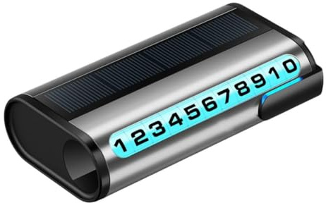 SageFurned LED-Solar-Kfz-Kennzeichen für temporäres Parken, beleuchtetes Lizenzzubehör mit Gehäuse aus ABS-Aluminiumlegierung, kompatibel mit den meisten Fahrzeugen (schwarz)